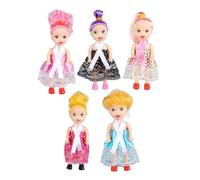 Mini Girl Doll - 5pcs Encantadoras muñecas de Juguete para casa de muñecas - Juguete para muñecas de 4.33 Pulgadas con Cabello y Vestidos de para niñas de 3 a 5 años