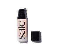 Mini Glowy - Gel iluminador ligero + base radiante con vitamina C + aceite hidratante de escualano, tamaño de viaje, color rosa (0.5 oz)