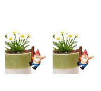 Mini Gnomos Decorativos para Plantas Pack de 2 Figuras de Resina para Maceteros, Estatua de Gnomo Jardín Miniatura para Cercas, Adornos para Tanques de Peces, Balcón Exterior y Jardinería