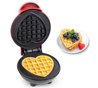 Mini Gofrera en Forma de Corazón, RISVOWO 350W Maquina de Gofres con Antiadherente, Gofreras Eléctrica para Cumpleaños Infantiles, Fiestas Familiares, Pascua o Navidad Mini waffle Iron Heart Shape