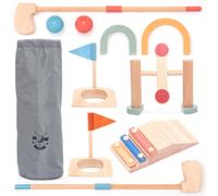 Mini golf de madera UMU para nios - 6 obstculos juguete de golf interior y exterior con bolas y clubes - juguete de aprendizaje creativo para nios