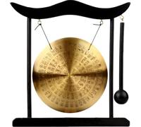 Mini gong de mesa de latón Feng Shui, gong chino de escritorio para curación de sonido y decoración del hogar