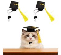 Mini Gorras de Graduación, 2 Piezas Birretes Pequeños de Graduación, Bachelor Hat con Borla, Sombrero para Mascotas, Ajustable, Decoración para Fiesta, para Mascotas Pequeñas (A)