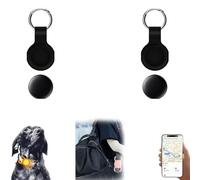 Mini GPS Tracker, Undetectable Car Tracking Device with Magnetic Case, Vehicles Tracking Device for Cars Kids Dogs, No Subscription Fee(Available for iOS) (Keychain+Tracker-Black 2pcs)