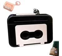 Mini grabadora de cinta, mini reproductor de cassette portátil, juguete de sonido retro, portátil, micro retro, con función de grabación para regalo de mochila (negro)