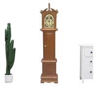 Mini Grandfather Clock - Vintage Furniture, 1/12 Scale Small Desk Decor Ornament, Miniature Clock Model for Home Living Room Display Use, Tabletop Collectible Decor Use 1.65x0.91x7.52 Inches