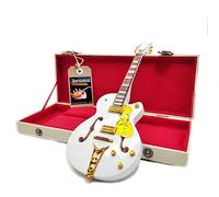 Mini Guitar John Frusciante White Falcon Réplica Model + Hard Case Box Miniature a escala 1:4 Guitarra Miniatura + Estuche de colección gadget Rock memorabilia