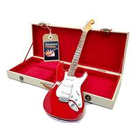 Mini Guitar Mark Knopfler Estratocaster Fiesta Red Replica Model + Hard Case Box miniatura a escala 1:4 Guitarra + Estuche de colección gadget Rock memorabilia decir straits