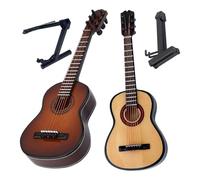 Mini Guitar Model, Wooden Decorative Cute Instrument Table Decor Ornament for Home Bedroom Living Room Desk Display, Artistic Music Design Feature, Cute Guitar Figurine for Indoor Party Gift Women