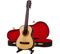 Mini Guitarra de 3, 9 Pulgadas, Guitarra de Madera en Miniatura con Soporte y Estuche, de Juguete Coleccionable para casa de muñecas, decoración del hogar, Estilo 2, pequeña, min