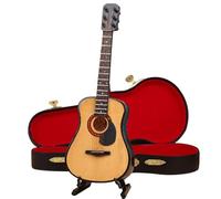 Mini Guitarra, Miniatura de Madera de Guitarra pequeña de 3, 9 Pulgadas con Soporte y Estuche, Juguete Coleccionable para decoración del hogar de casa de muñecas Estilo 1 |.Juguete