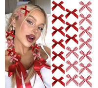 Mini-Haarschleifen con estampado de cuadros, pequeñas lazos para el cabello, cinta de seda, lazos de pelo, lazo lindo, banda para el cabello, horquillas, accesorios para adolescentes, niñas, 20