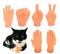 Mini Hands for Cats, Tiny Hands for Cats, Cat Hands Funny, Tiny Finger Hands Mini Rubber Finger Puppets, Fun and Realistic Design, Unique Cat Gifts (1 Set)