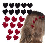 Mini Heart Hair Clips for Women Velour Heart Hair Claw Clips Black Red BWDCQMX Mini Cute Hair Accessories Clips for Hair Valentine's Day Hair Accessories for Women Girls (20 pcs)