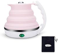 Mini hervidor de agua,hervidor de agua plegable, Silicona de grado alimenticio for viajes 555ML 110-220V Protección contra ebullición en seco portátil con doble voltaje y cable de alimentación separab