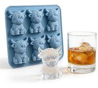 Mini Highland Cow Ice Cube Bandeja, 3D Highland Cow Ice Cube Tray Silicone Reusable Cattle Ice Mold, Novelty Cow Ice Mold for Bebidas, Novel Cow Easter Molds