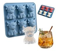Mini Highland Cow Ice Cube Mold,3D Cute Highland Cow Silicone Ice Cube Tray,Reusable Cattle Shaped Ice Mold,Funny 3D Highlands Cattles Gift, ICES Mold Tray for Chocolate,Candy,Homemade Treats (1PC)