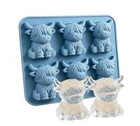 Mini Highland Cow Ice Cube Mold, 3D Hochlandrind Eiswürfelform lustige Silikonformen mit Tiermotiven Hochlandrind Silikon Eiswürfelform für Bar, Feiertage, Festliche Zusammenkünfte