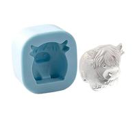 Mini Highland Cow Ice Cubes Mold, 3D Highland Cow Silicone Ice Cubes Tray, Fun Animals Shaped Mould for DIY Chocolate, Candy, Squishes, Chocolate, Soap, Candle, Jelly, Homemade Treats