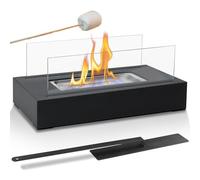 Mini Hoguera - Chimenea Rectangular De Acero Inoxidable con Marco De Vidrio Resistente Al, Elegante Decoración De Calefacción, Moderna Exhibición De Llama | Configuración Acogedora para Sala De