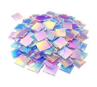 Mini Holographic Acrylic Squares, Rainbow Color Set, 100 Pieces Clear Craft Blocks Kit System, Artistic Design Style, DIY Jewelry Use, Resin Mosaic Art Home Indoor Women Men Kit