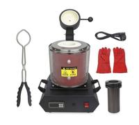 Mini horno de fusión de oro eléctrico, 1150 ℃/2102 ℉, máquina digital de fundición de metales con crisol de grafito para chatarra, plata y oro, horno de fundición de refinación, rojo, 3 kg