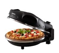 Mini horno para pizza en 4 minutos, 1200 W, 5 niveles temperatura, diámetro 33 cm, regulador de tiempo 30 minutos y temperatura, indicador luminosos encendido/apagado, negro