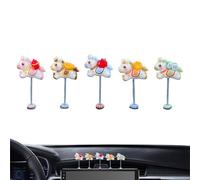Mini Horse Figurines - 5 Piece Cute Decorative Horse Set, Shaking Dash Ornaments for Cars, Auto Dashboard, Rearview Mirror, Home Office Desk Display, New Year, Gift