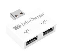 Mini Hub USB2.0 1 Macho a 2 Puertos Hembras USB Doble Cargador Splitter Adaptador, Kit Convertidor Estación de Acoplamiento USB para Teléfono Móvil/Computadora Portátil(Blanco)