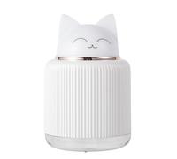 Mini humidificador con forma de gato, 300 ml, portátil, USB, humectante, con dos modos de niebla, para coche, oficina, dormitorio, escritorio, blanco/rosa