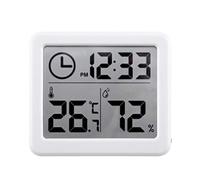 Mini-i-Hidrómetro Termómetro-Digital Temperatura y Medidor de Humedad con Reloj, Timor Digital, Simple, Simple, Inteligente, Electrónico 'Reloj Digital