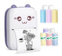 Mini impresora Bluetooth de bolsillo, impresora térmica portátil con 10 rollos de papel para diario, álbum de recortes, viajes, notas, listas, etiquetas, notas, impresora de recibos para niños,