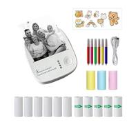 Mini Impresora De Pegatinas,Máquina Térmica Portátil Inalámbrica Sin,Máquina Creadora De Pegatinas con Catorce Rollos De Papel - para Escuela Viajes Hogar Oficina Fotos Notas Diario