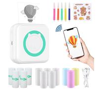 Mini impresora fotográfica móvil, impresora térmica portátil, impresora térmica inalámbrica de bolsillo Bluetooth, impresora de etiquetas térmica sin tinta, fotos, color azul