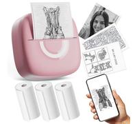 Mini impresora térmica con 3 rollos de papel, cápsulas de impresión portátiles Bluetooth para teléfono, fabricante de calcomanías de estudio para imágenes, fotos, diarios, bricolaje, compatible con