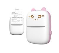 Mini impresora térmica de etiquetas con forma de gato, impresora Bluetooth para teléfono, impresión divertida, color rosa.