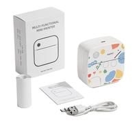 Mini impresora térmica, etiquetadora de mano con control de aplicación, 3.39 x 3.15 x 1.65 pulgadas, impresora de bolsillo ABS con construcción portátil, dispositivo de impresión artesanal con diseño