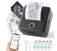 Mini impresora térmica, impresora de teléfono sin tinta con 10 rollos de papel, cápsula de impresión Bluetooth, impresora portátil de bolsillo para fotos, diarios, bricolaje, compatible con iOS y