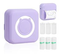 Mini Impresora Térmica,Impresora Inalámbrica Portátil sin Tinta Bluetooth con 3 Rollos de Adhesivo y 3 Rollos de Papel Térmico,Compatible con Android/iOS,Impresora de Bolsillo para Notas,DIY, Morado