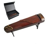 Mini instrumento modelo de cítara china con soporte y caja de regalo, accesorios para casa de muñecas, modelo de instrumento musical de madera, 16 cm, para decoración de escritorio del hogar (chico