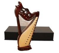 Mini Instrumento Musical Modelo Konghou En Miniatura De 14cm Con Soporte Y Estuche Mini Adornos De Instrumentos Musicales Tradicionales Chinos