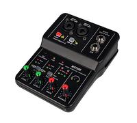 Mini interfaz de consola mezcladora de audio de 2 canales con 48 V Phantom Power Combo Micrófono/Guitarra XLR + 6,35 mm, 3,5 mm estéreo, conector para auriculares para estudio en vivo