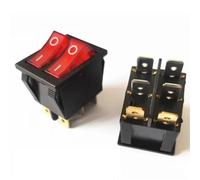 Mini interruptor basculante de botón pulsador, KCD3 KCD6 Interruptor basculante de barco doble 6 pines On-Off 20A 125VAC 16A 250V Multicolor 5-100PCS(Rosso,100PCS)