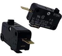 Mini interruptor basculante de palanca, interruptores Micro interruptores 2 piezas V-15-2C26-K Micro interruptor grande 2 pines Normalmente cerrado Interruptor de límite chapado en oro sin mango
