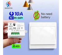 Mini interruptor de luz inteligente de 433MHz, interruptor de pared inalámbrico autoalimentado de 50m sin necesidad de batería, Mini módulo RF de 110V 220V, para electrodomésticos 1Remote