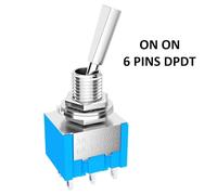 Mini interruptor de palanca de 3 posiciones, 2 posiciones, encendido/apagado, DPDT/SPST/DPST, 6 A, 125 V CA, 3 A, 250 V CA, con enclavamiento, manija plana for coche y camión, 10 unidades(ON ON 6Pin)