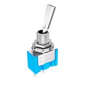 Mini interruptor de palanca de 3 posiciones, 2 posiciones, encendido/apagado, DPDT/SPST/DPST, 6 A, 125 V CA, 3 A, 250 V CA, con enclavamiento, manija plana for coche y camión, 10 unidades(ON OFF 2Pin)