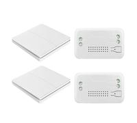 Mini interruptor de pared cinético de 220 V y 110 V, 433 MHz, control remoto, sin batería, resistente al agua IP44, apto for lámparas, controladores LED y reguladores de intensidad LED.(2r 2w)