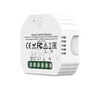 Mini interruptor inteligente WiFi+BLE+RF 3 en 1, 1 canal, 10 A, APP TUYA/Smart Life, compatible con Alexa, CA 90-250 V, 2200 W, 52 x 47 x 18 mm, IP20