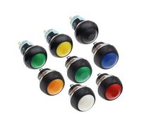 Mini interruptor pulsador de 12 mm con bocina, azul, blanco, verde, rojo, amarillo y negro, 1 A, 250 V, reinicio automático, 5 unidades(Self Lock Green)